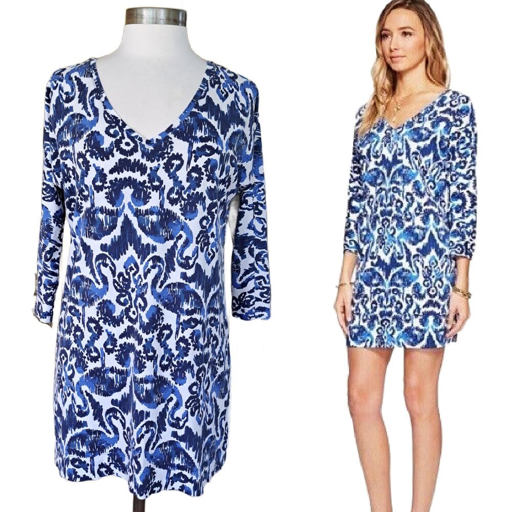 Lilly Pulitzer Cori Mini Dress  XS Resort Navy Beach Bathers Blue Flamingo